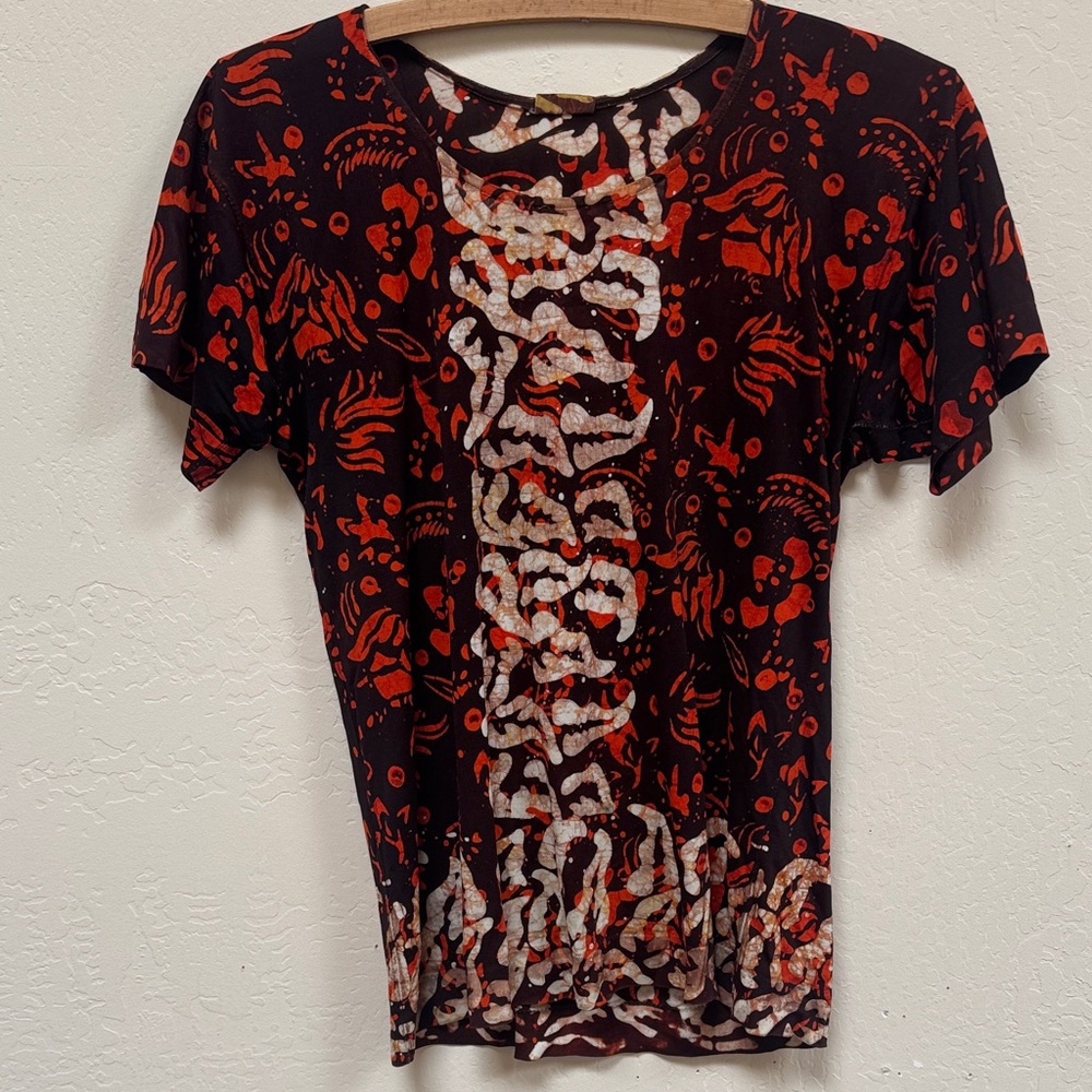 Vintage 70’s Rayon-Knit Batik T-Shirt